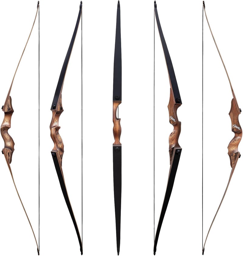 oubert 60 Inch Black Hunter Longbow 20-60 Lbs Archery Bow with Stringer Tool Right Hand Hunting Bows for Adults Outdoor Shooting Target Practice - Image 4